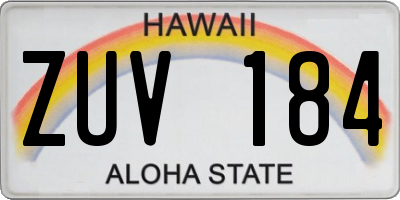 HI license plate ZUV184