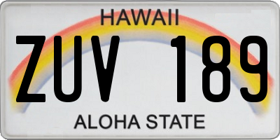 HI license plate ZUV189