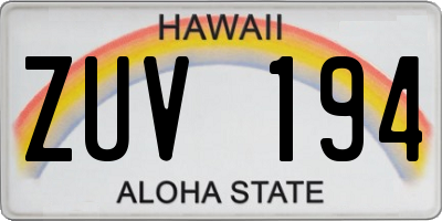 HI license plate ZUV194