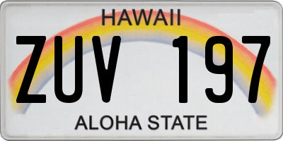 HI license plate ZUV197