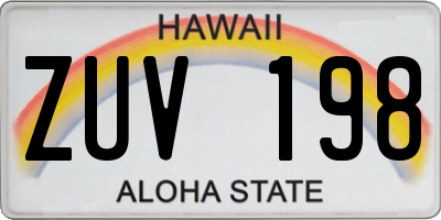 HI license plate ZUV198