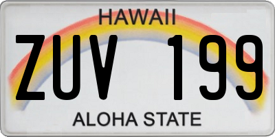 HI license plate ZUV199