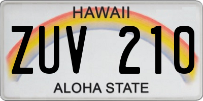 HI license plate ZUV210