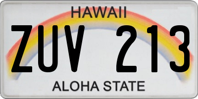 HI license plate ZUV213