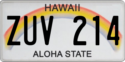 HI license plate ZUV214
