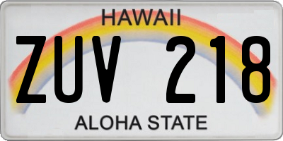 HI license plate ZUV218