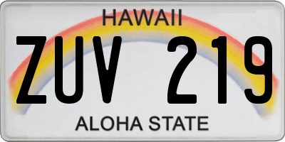 HI license plate ZUV219