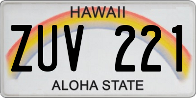 HI license plate ZUV221