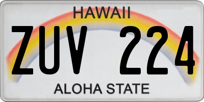 HI license plate ZUV224
