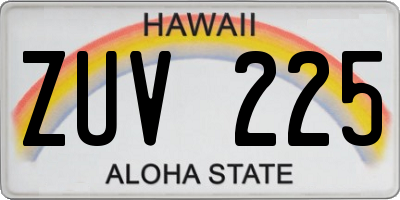 HI license plate ZUV225
