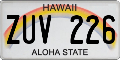 HI license plate ZUV226