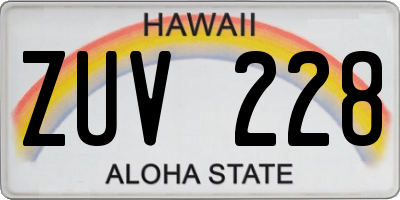 HI license plate ZUV228