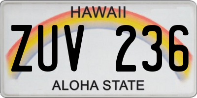 HI license plate ZUV236