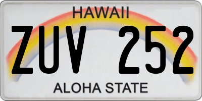HI license plate ZUV252