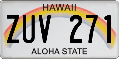 HI license plate ZUV271