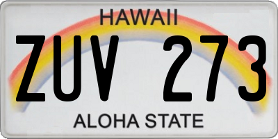 HI license plate ZUV273