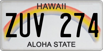HI license plate ZUV274