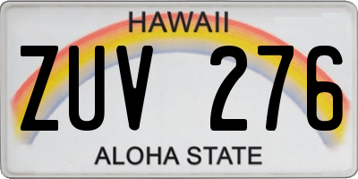 HI license plate ZUV276