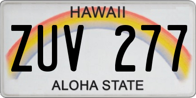 HI license plate ZUV277