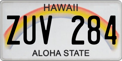 HI license plate ZUV284