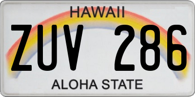 HI license plate ZUV286