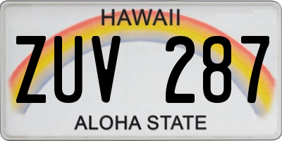 HI license plate ZUV287