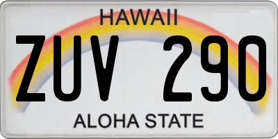 HI license plate ZUV290