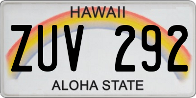 HI license plate ZUV292