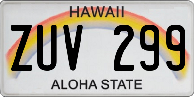 HI license plate ZUV299