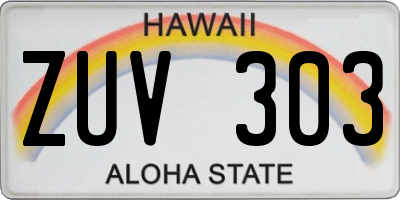 HI license plate ZUV303