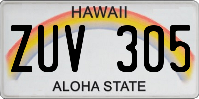 HI license plate ZUV305