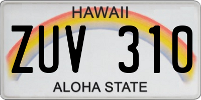HI license plate ZUV310