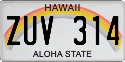 HI license plate ZUV314