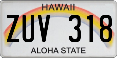 HI license plate ZUV318