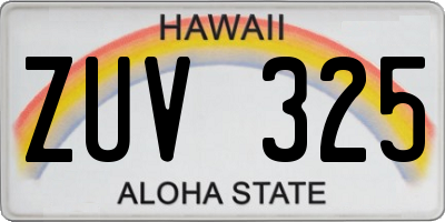 HI license plate ZUV325
