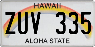 HI license plate ZUV335