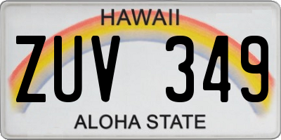 HI license plate ZUV349
