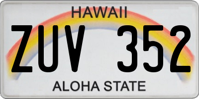 HI license plate ZUV352