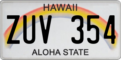 HI license plate ZUV354