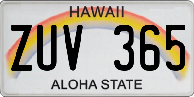 HI license plate ZUV365