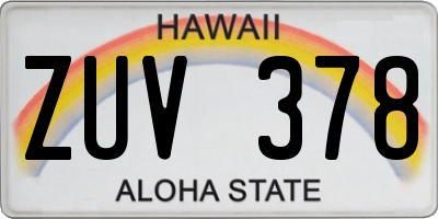 HI license plate ZUV378