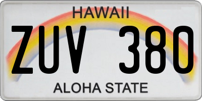 HI license plate ZUV380
