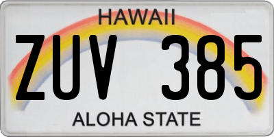 HI license plate ZUV385