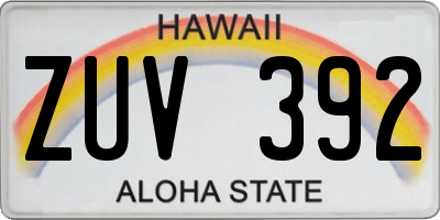 HI license plate ZUV392