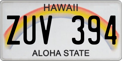 HI license plate ZUV394