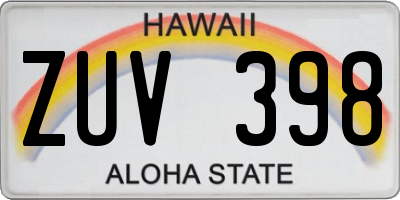 HI license plate ZUV398