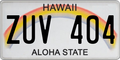 HI license plate ZUV404
