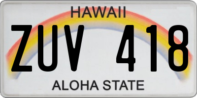 HI license plate ZUV418