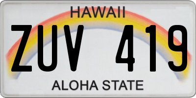 HI license plate ZUV419