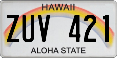 HI license plate ZUV421